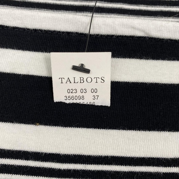 NWT Talbots Shirt Womens MP Petite Black White Stripe Square Neck 3/4 Sleeve Top - Picture 3 of 12